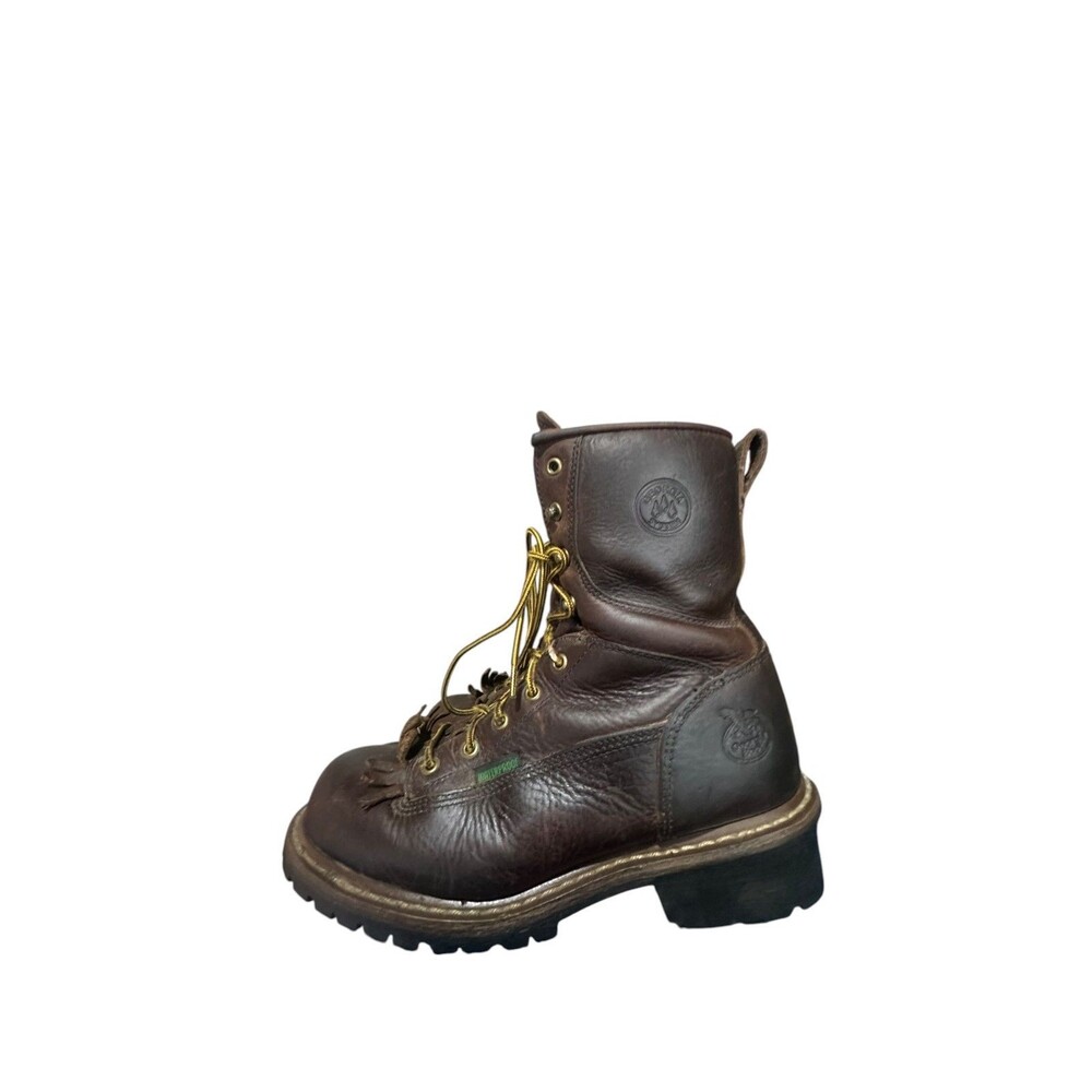 Georgia Boot Men's 9.5 W Brown Leather Logger Boots Waterproof G7113 Soft Toe